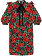 Gucci - Poppy Snake Jacquard Dress - Women - Silk - 42, Red, Silk