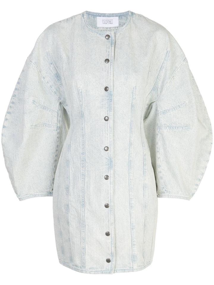 Givenchy Puffed Sleeves Denim Dress - White