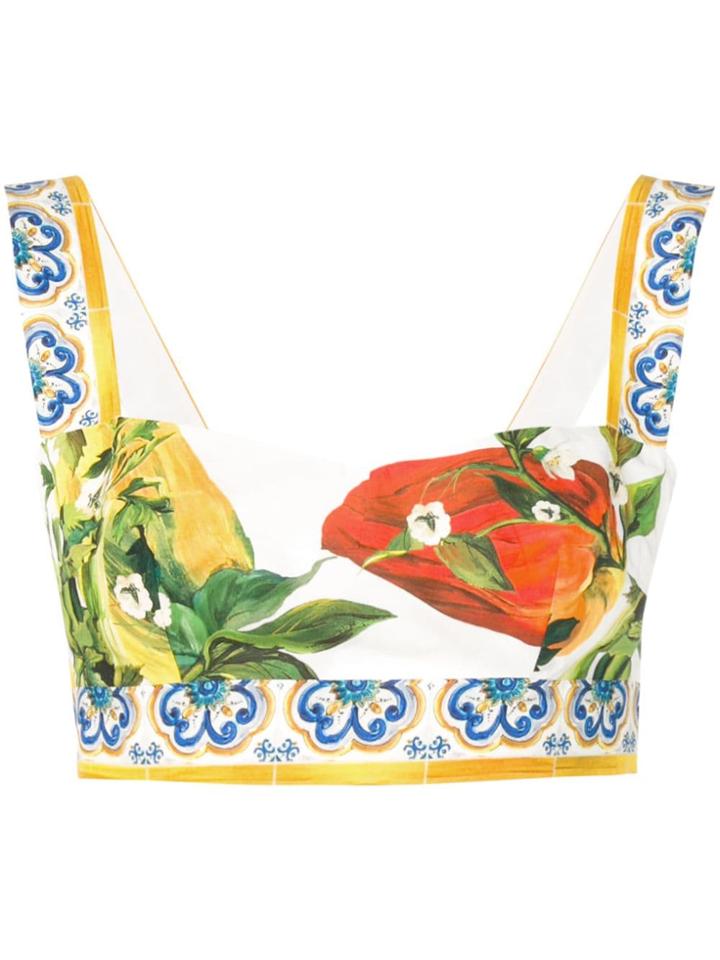 Dolce & Gabbana Pepperoni Cropped Top - White
