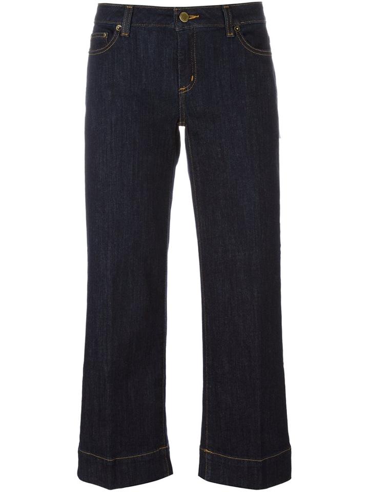 Michael Michael Kors Straight Leg Cropped Jeans, Women's, Size: 10, Blue, Cotton/spandex/elastane