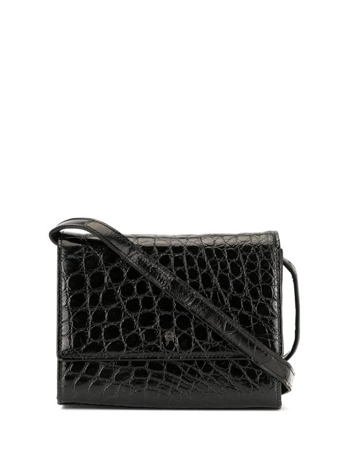 Loewe Pre-owned Crocodile Effect Crossbody Bag - Black