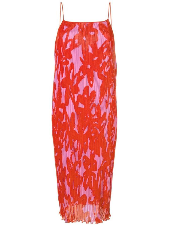 Dvf Diane Von Furstenberg Floral Shift Pleated Dress - Red