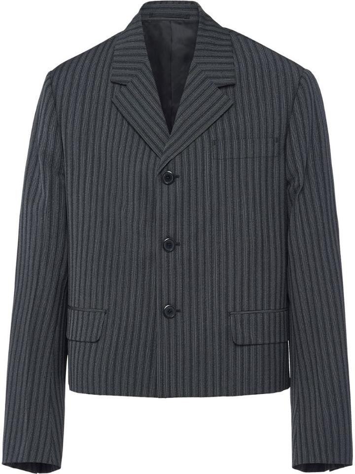 Prada Striped Tailored Blazer - Grey