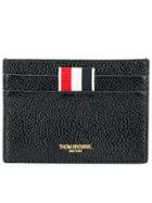 Thom Browne Double Sided Card Holder In Pebble Lucido Leather - Black