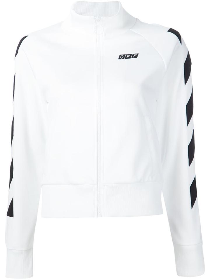 Off-white Zip-up Sweatshirt, Women's, Size: Medium, White, Cotton/polyester