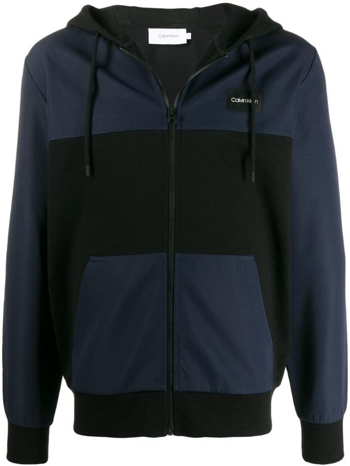 Calvin Klein Zip Front Logo Hoodie - Black