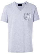 Philipp Plein Skull Print V-neck T-shirt - Grey