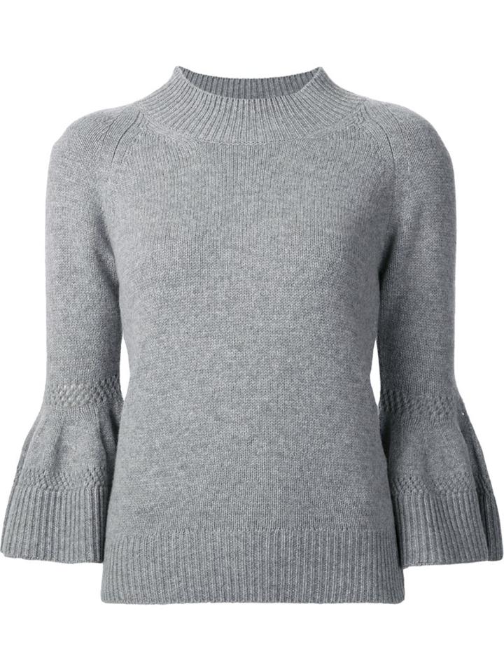 Carolina Herrera Bell Sleeve Jumper, Women's, Size: Medium, Grey, Cashmere/virgin Wool