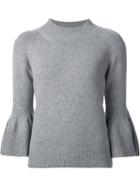 Carolina Herrera Bell Sleeve Jumper, Women's, Size: Medium, Grey, Cashmere/virgin Wool