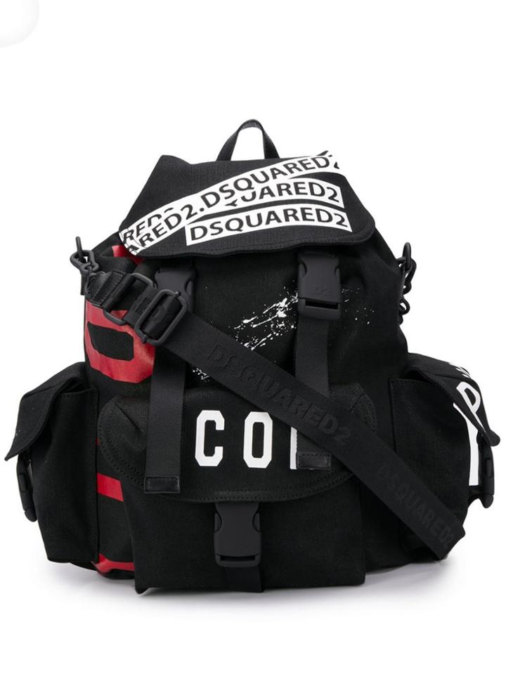 Dsquared2 Logo Print Oversized Backpack - Black
