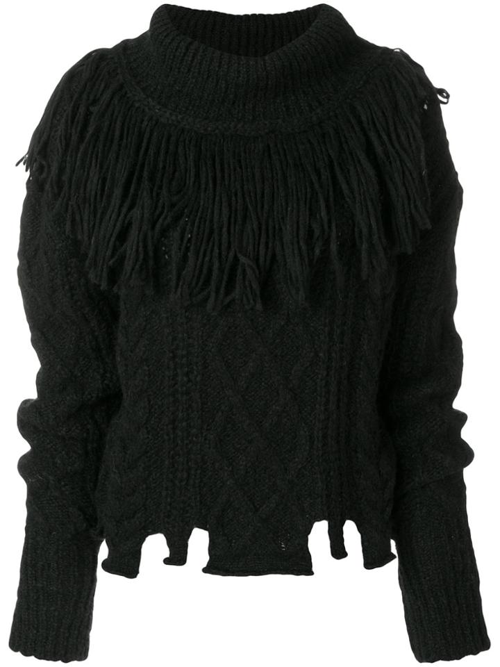 Philosophy Di Lorenzo Serafini Fringed Cable-knit Turtleneck Sweater -