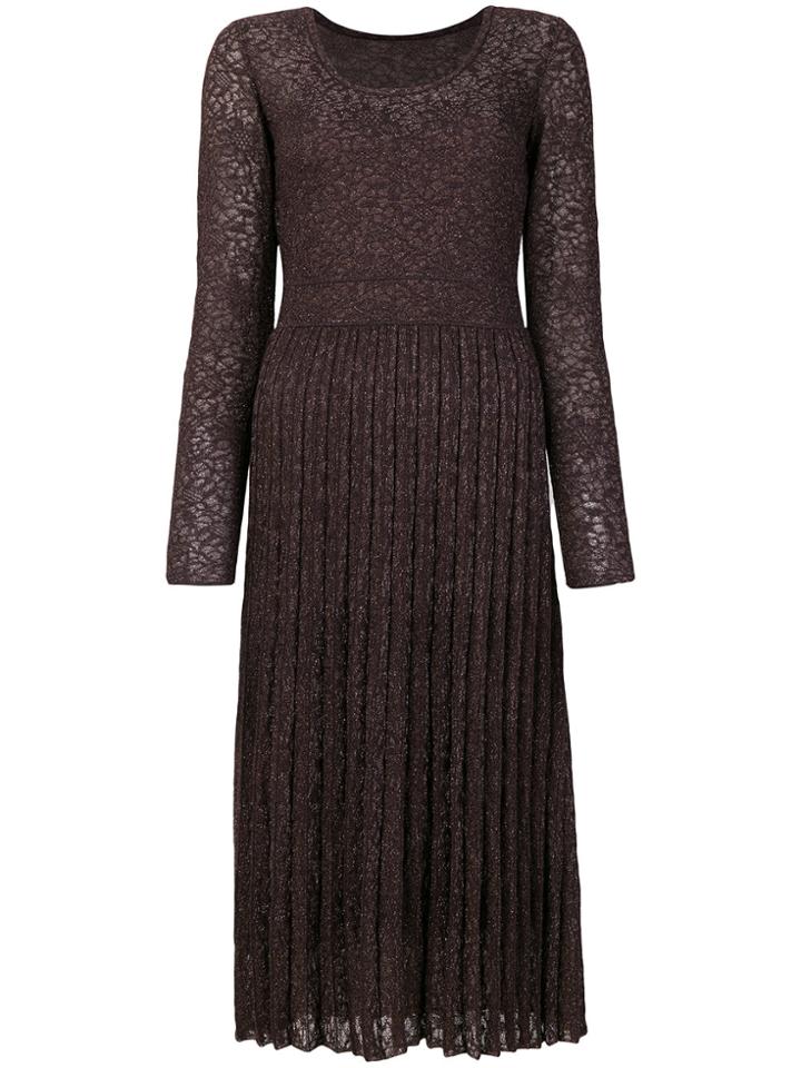 M Missoni Pleated Dress - Brown