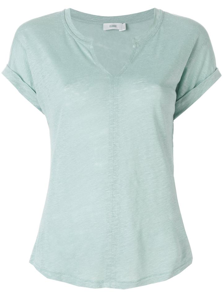 Closed Open Neckline T-shirt - Blue