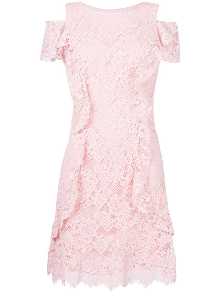Pinko Lace Dress With Frill Trim - Pink & Purple