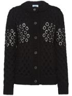 Prada Embellished Panel Knit Cardigan - Black