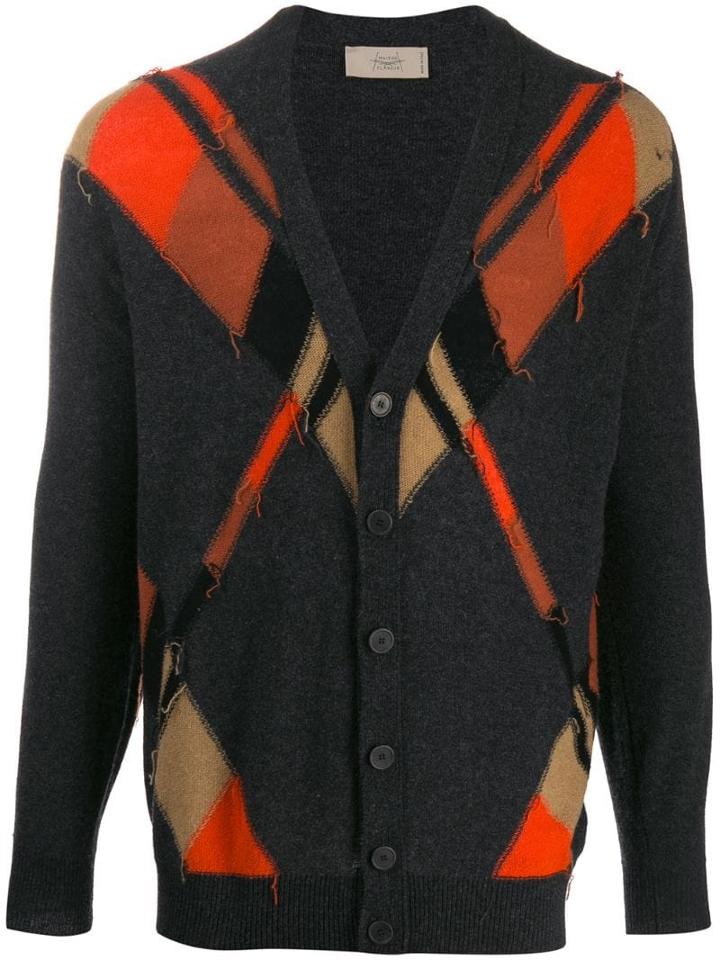 Maison Flaneur Argyle Pattern Cardigan - Grey