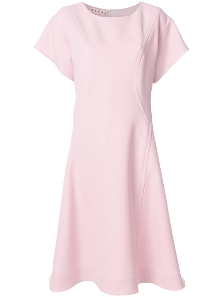 Marni Short-sleeved Flared Dress - Pink & Purple