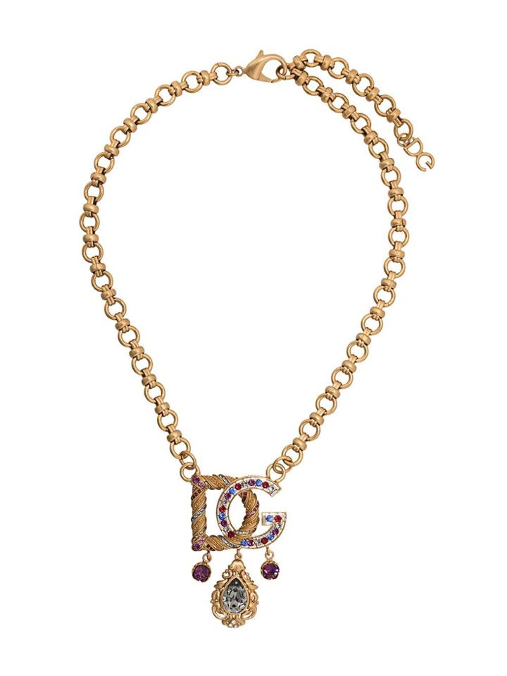 Dolce & Gabbana Embellished Logo Necklace - Gold