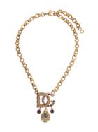 Dolce & Gabbana Embellished Logo Necklace - Gold