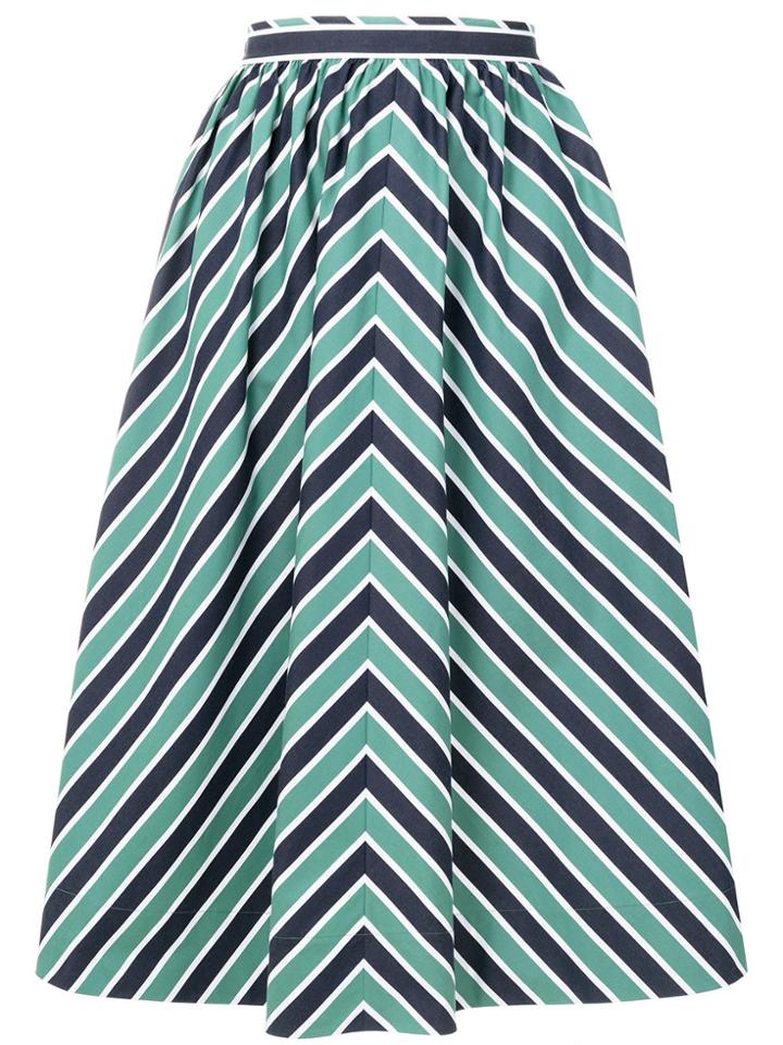 Fendi Striped Flared Midi Skirt - Blue