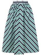 Fendi Striped Flared Midi Skirt - Blue