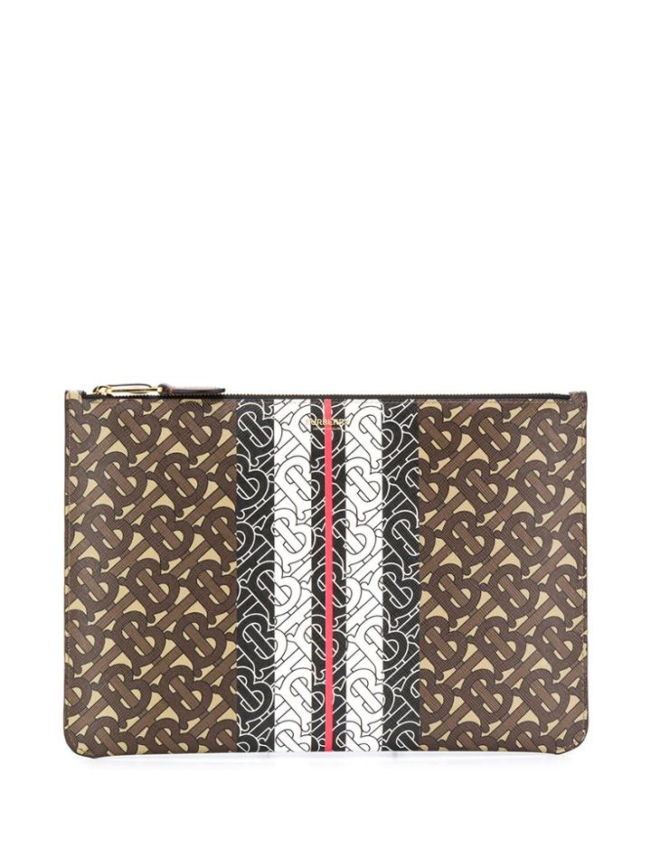 Burberry Tb Logo Clutch - Brown