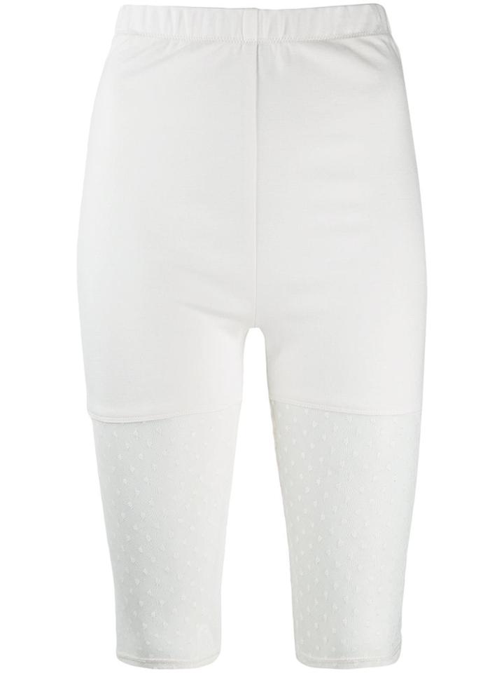 Styland Dotted Mesh Panel Cycling Shorts - White