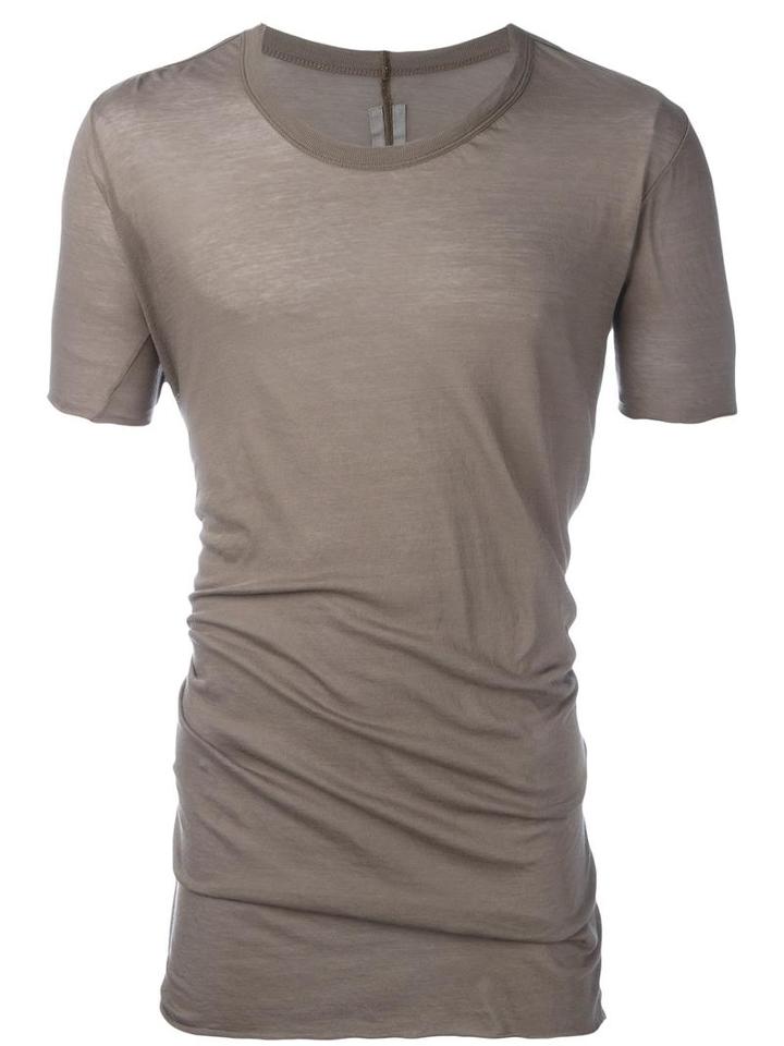 Rick Owens Plain T-shirt, Men's, Size: Large, Grey, Cotton