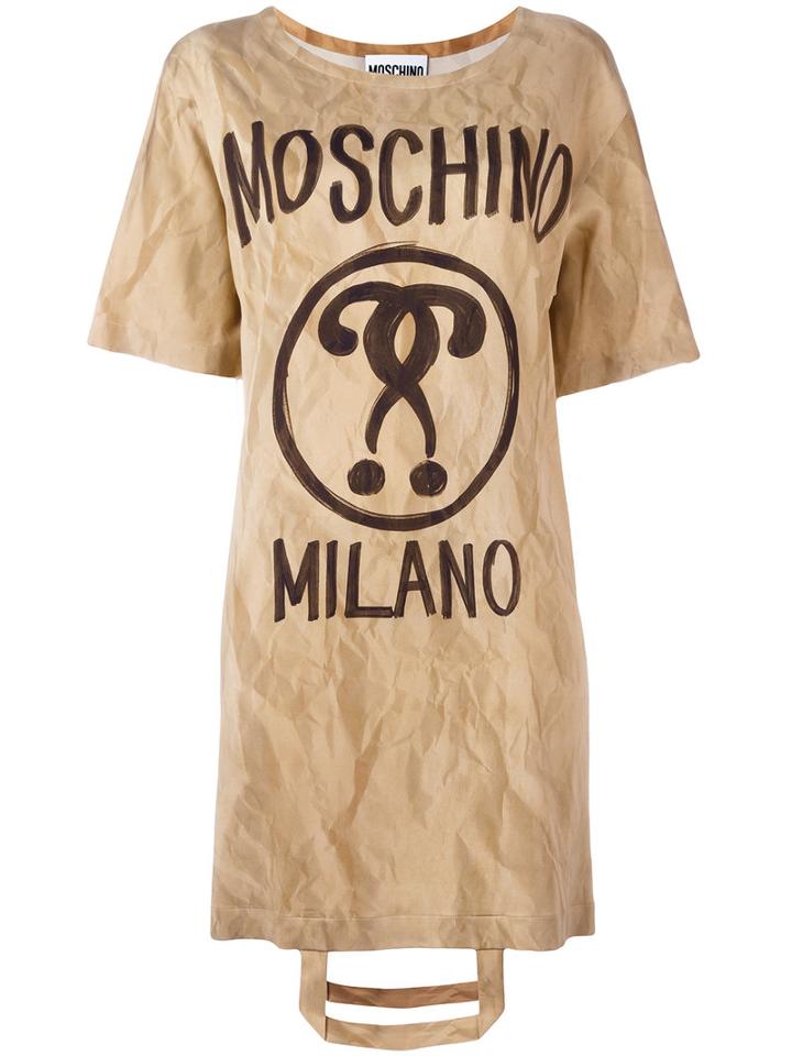 Moschino Bag Handle T-shirt Dress, Women's, Size: 40, Nude/neutrals, Viscose/other Fibers