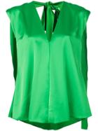 Msgm Asymmetric Cape Top - Green