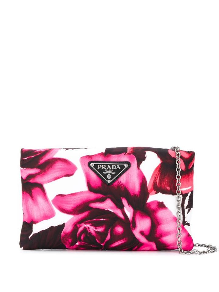 Prada Floral Chain Clutch - Pink