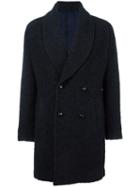 Mp Massimo Piombo Double Breasted Coat, Men's, Size: 52, Blue, Alpaca/wool/polyester/cupro