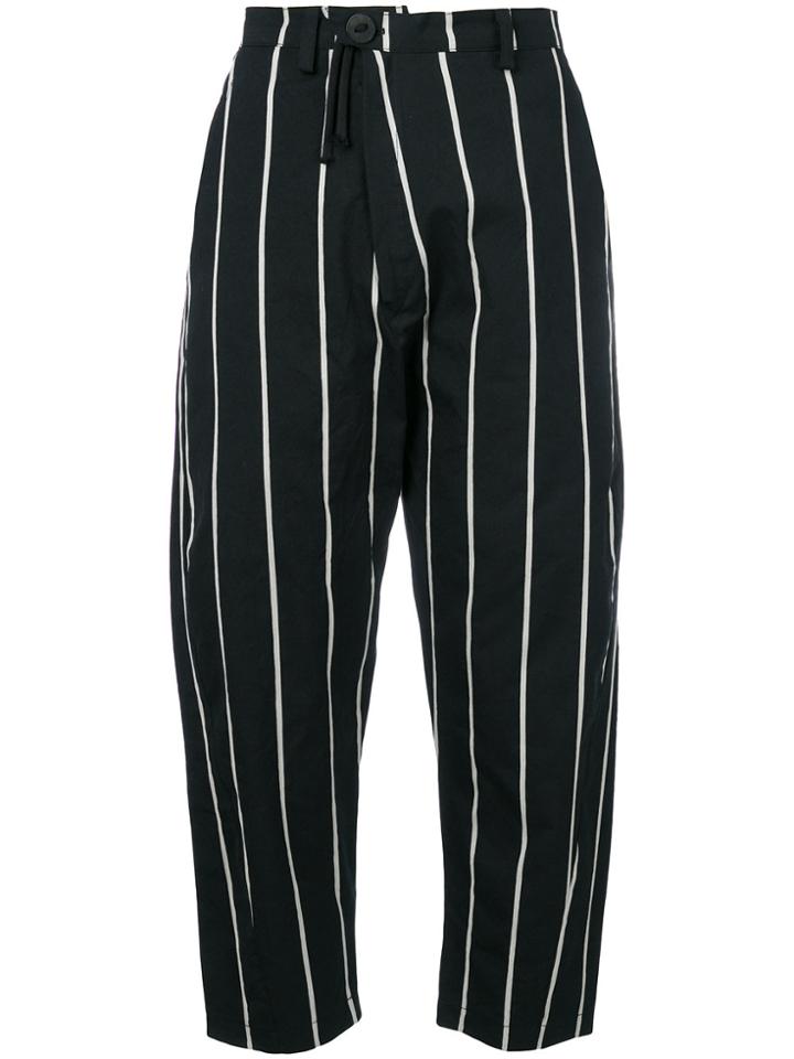 Barbara Bologna Striped Cropped Trousers - Black