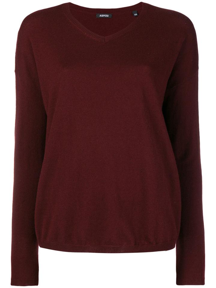 Aspesi V-neck Pullover - Red