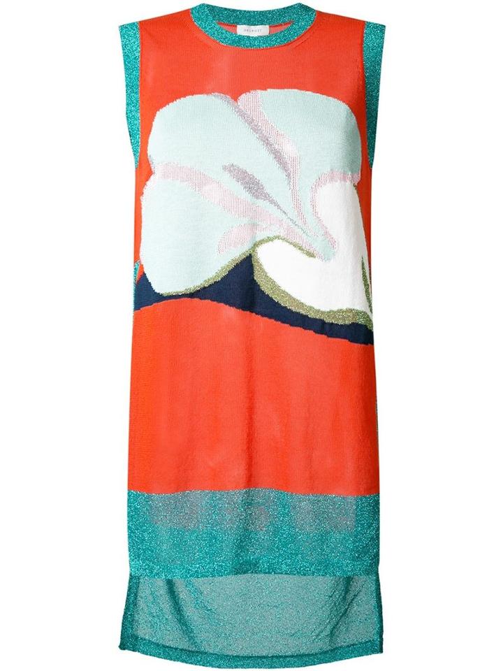 Delpozo Knitted Tank Top, Women's, Size: Small, Yellow/orange, Cotton/polyester/metallized Polyester/polyamide