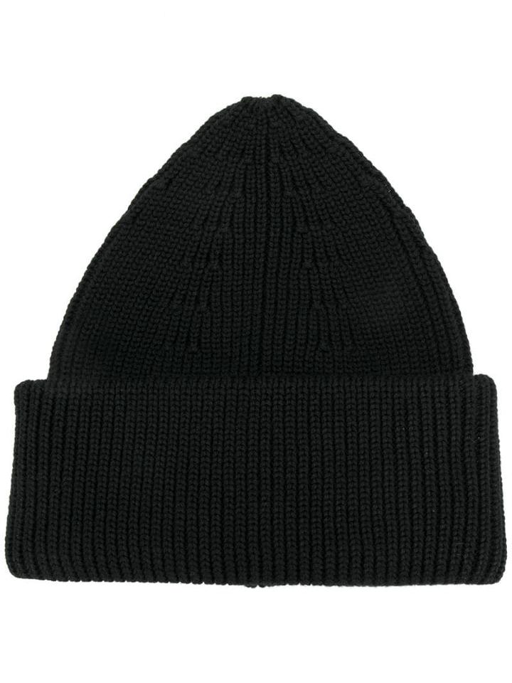 Roberto Collina Ribbed Beanie Hat - Black