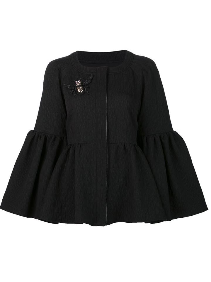 Zac Zac Posen Bell Sleeves Jacket, Women's, Size: 4, Black, Cotton/polyamide/spandex/elastane