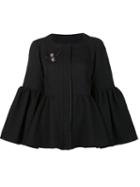 Zac Zac Posen Bell Sleeves Jacket, Women's, Size: 4, Black, Cotton/polyamide/spandex/elastane
