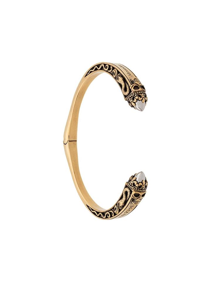 Alexander Mcqueen Twin Skull Cuff - Gold