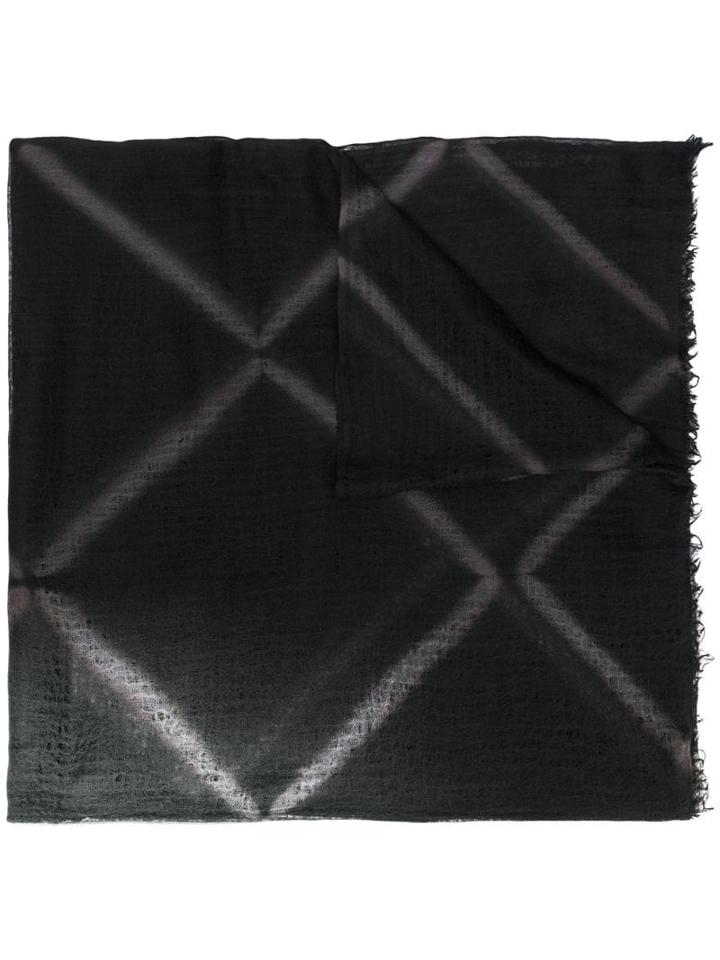 Suzusan Geometric Pattern Cashmere Scarf - Black