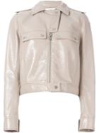 Courrèges Varnished Biker Jacket, Women's, Size: 42, Pink/purple, Acetate/cupro/cotton/polyurethane