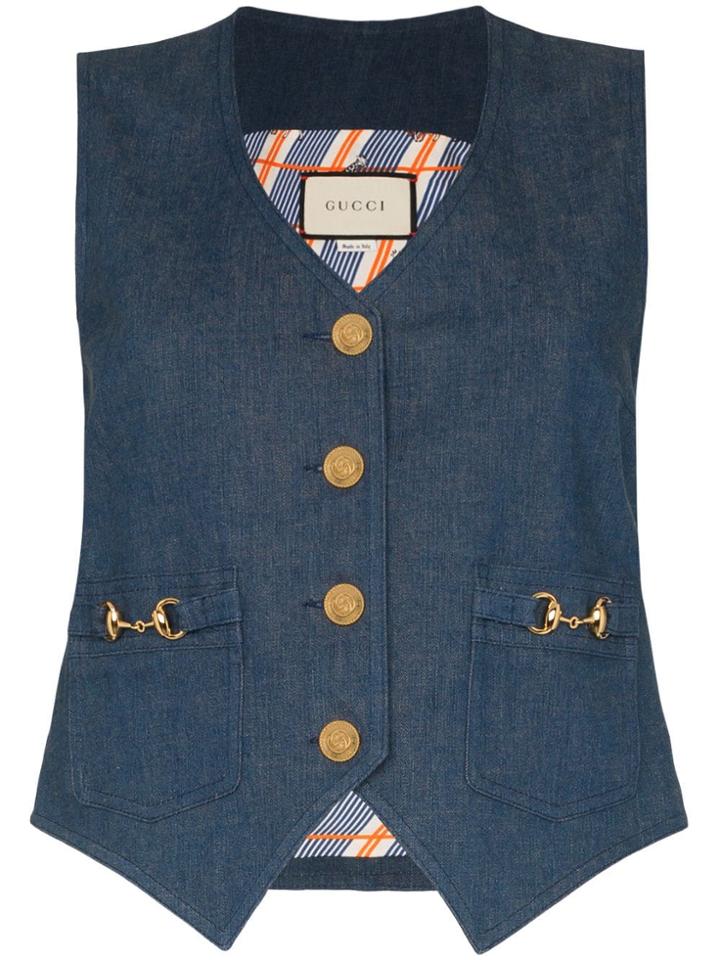 Gucci Horesbit Denim Waistcoat - Blue
