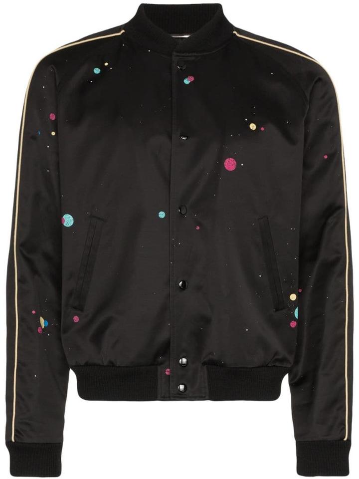 Saint Laurent Galaxy Logo-printed Bomber Jacket - Black