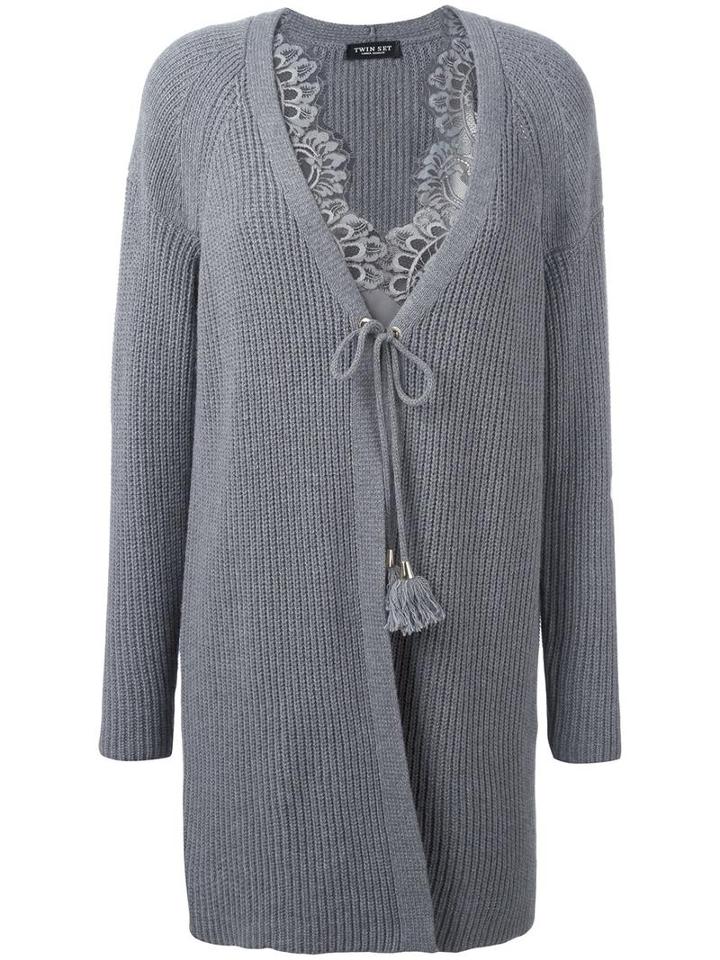 Twin-set Tassel Cardigan, Women's, Size: Large, Grey, Polyamide/viscose/wool/polyester