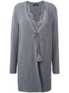 Twin-set Tassel Cardigan, Women's, Size: Large, Grey, Polyamide/viscose/wool/polyester