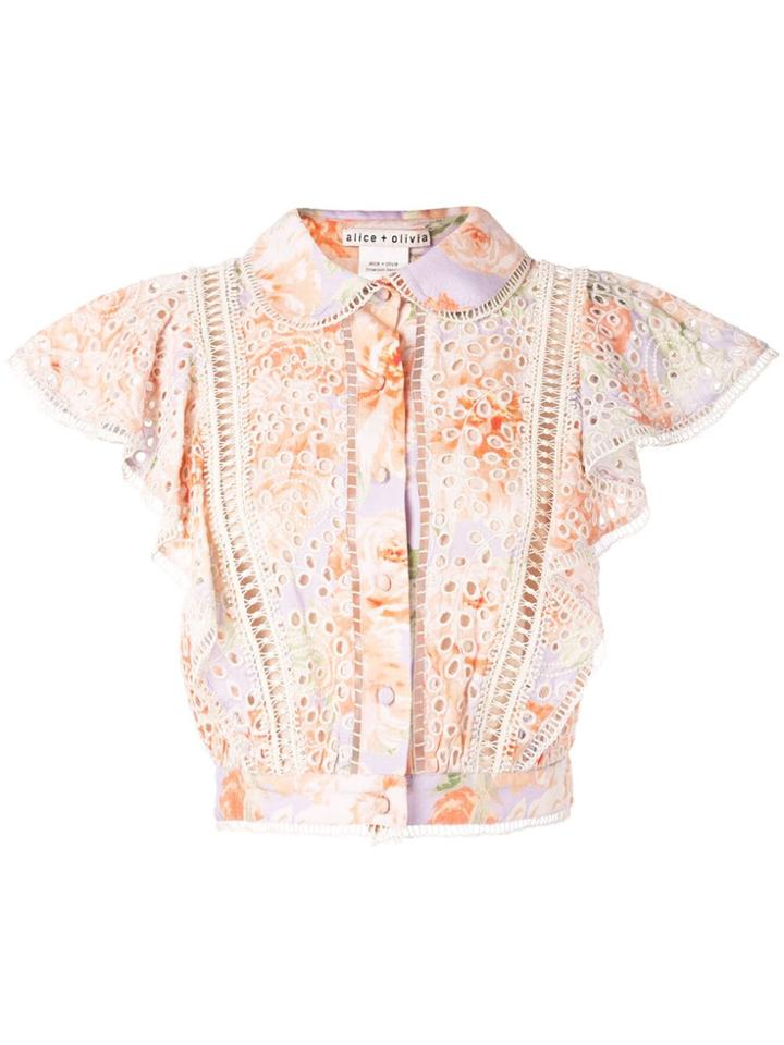 Alice+olivia Cavan Embroidered Blouse - Orange
