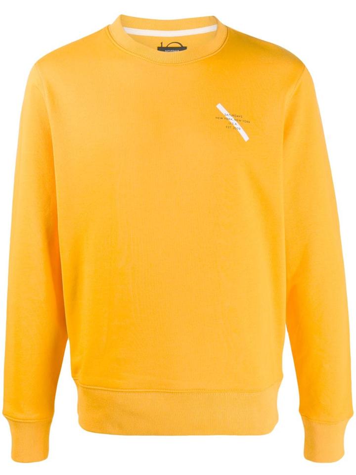 Saturdays Nyc Logo Print Crew Neck Sweatshirt - Yellow