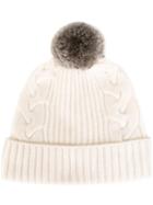 N.peal Fur Bobble Cable Hat
