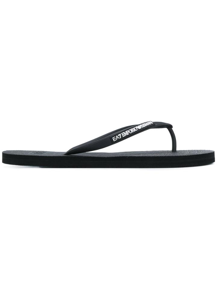 Ea7 Emporio Armani Logo Stamp Flip-flops - Black
