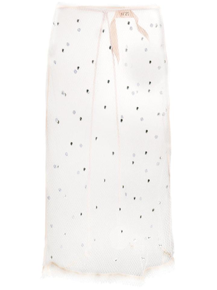 Nº21 Embellished Mesh Top - Neutrals
